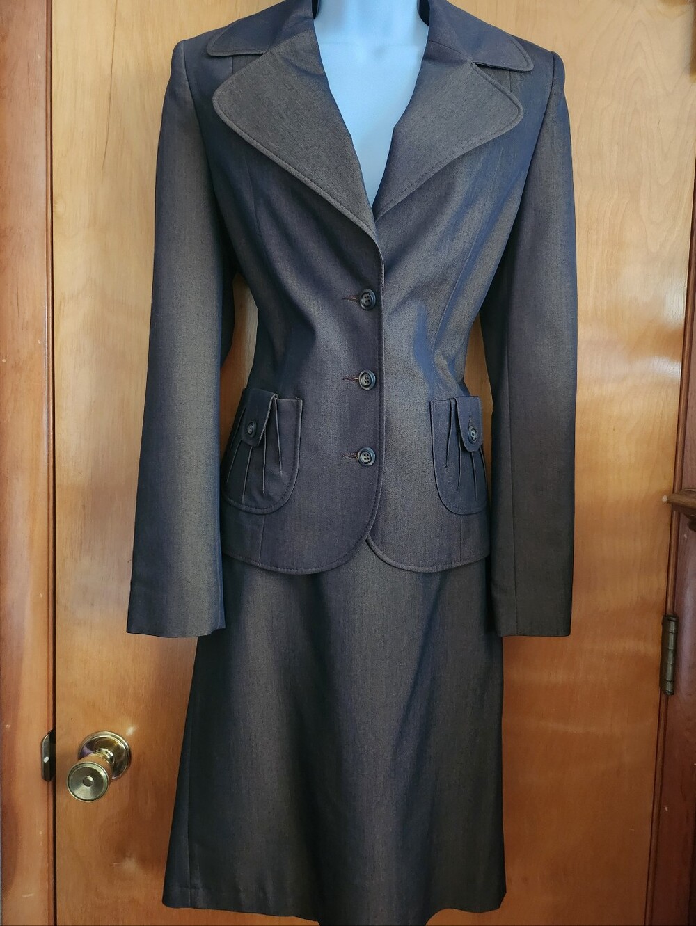 Dark Brown Rust Jacket & Skirt Set Size 42